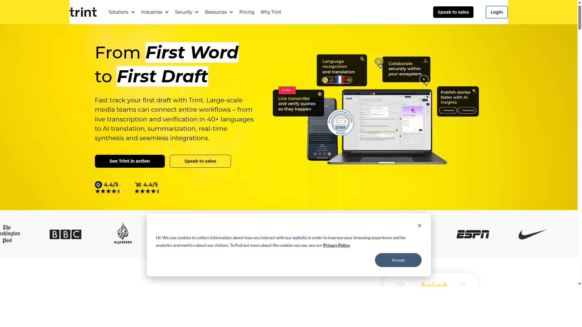 Trint website